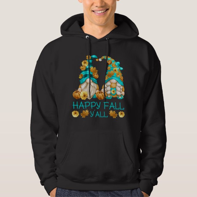 Happy Fall Y'all Funny Leopard Pumpkin Autumn Gnom Hoodie (Vorderseite)