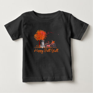 Happy Fall Yall Funny Schnauzer Dog Herbst Fahrrad Baby T-shirt