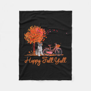 Happy Fall Yall Funny Schnauzer Dog Herbst Fahrrad Fleecedecke