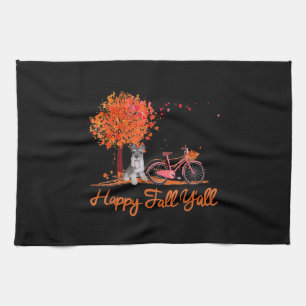 Happy Fall Yall Funny Schnauzer Dog Herbst Fahrrad Geschirrtuch