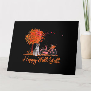 Happy Fall Yall Funny Schnauzer Hund Herbstbike Karte