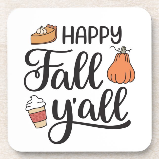 Happy Fall Y'all Getränkeuntersetzer (Vorderseite)