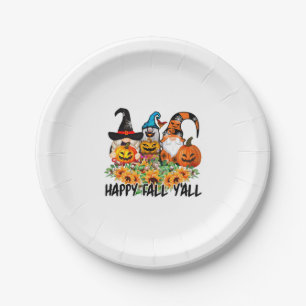 Happy Fall Y'all Gnome Leopard Gnome Sonnenblume Pappteller