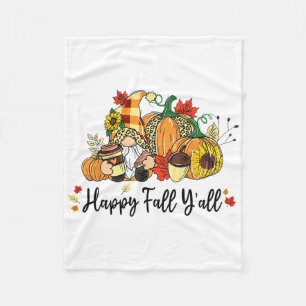 Happy Fall Y'all Gnome Leopard Pumpkin Autumn Gnom Fleecedecke