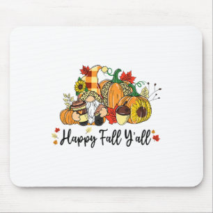 Happy Fall Y'all Gnome Leopard Pumpkin Autumn Gnom Mousepad