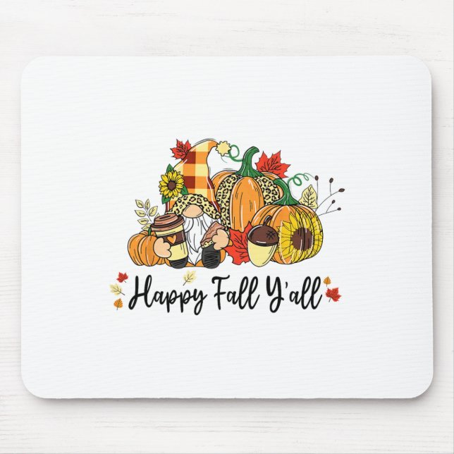 Happy Fall Y'all Gnome Leopard Pumpkin Autumn Gnom Mousepad (Vorne)