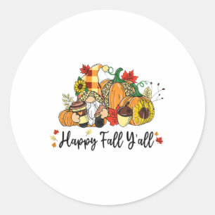 Happy Fall Y'all Gnome Leopard Pumpkin Autumn Gnom Runder Aufkleber
