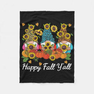 Happy Fall Y'all Gnome Leopard Pumpkin Herbst Fleecedecke