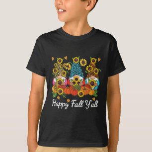 Happy Fall Y'all Gnome Leopard Pumpkin Herbst T-Shirt