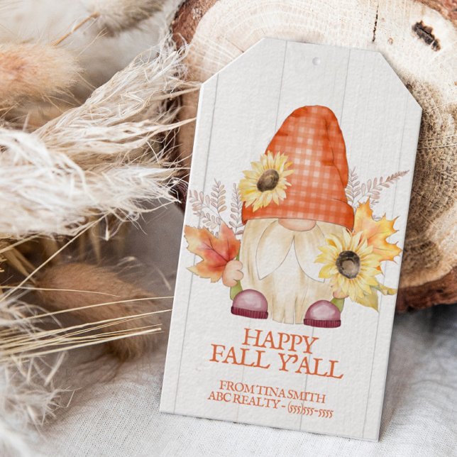 Happy Fall Y'All Gnome Pop by Geschenkanhänger (Personalized Happy Fall Pop By Tag for Real Estate and Small Business Marketing)