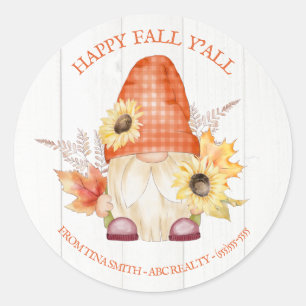 Happy Fall Y'All Gnome Pop by Runder Aufkleber