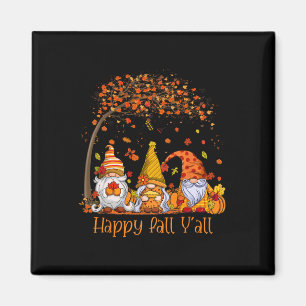 Happy Fall Y'all Gnome Pumpkin Autumn Leaves Danke Magnet