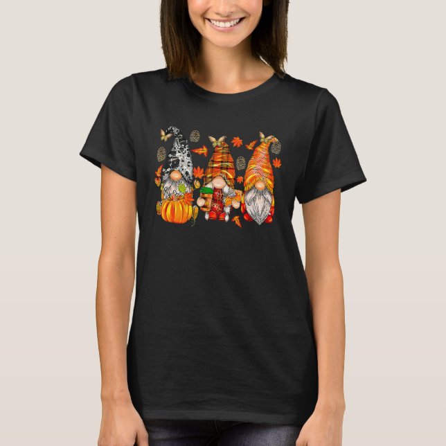 Happy Fall Y'all Gnome Pumpkin Truck Herbst Dank T-Shirt (Vorderseite)