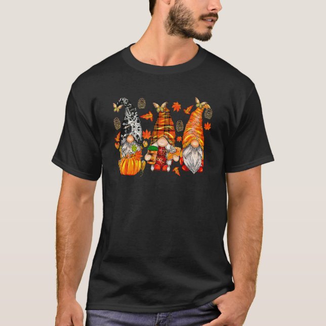 Happy Fall Y'all Gnome Pumpkin Truck Herbst Dank T-Shirt (Vorderseite)