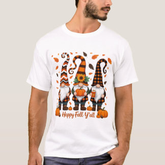 Happy Fall Y'all Gnomes, Gnomes Pumpkin Herbst T-Shirt