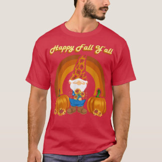 Happy Fall Yall Gnomes Herbst Leopard Print P T-Shirt