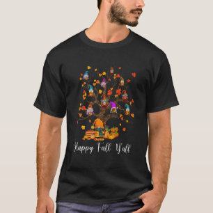 Happy Fall Y'all Gnomes Pumpkin Herbstbaum Dank T-Shirt