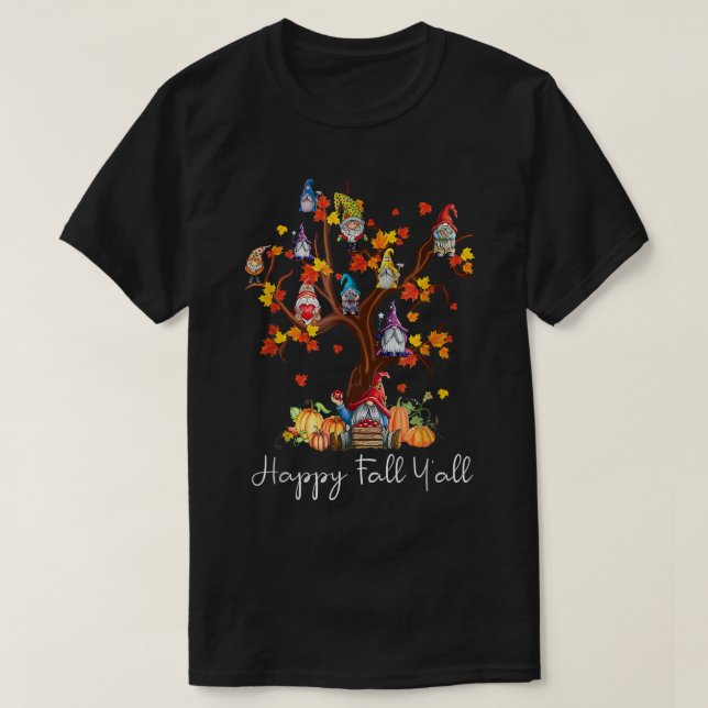 Happy Fall Yall Gnomes Pumpkin Herbstbaum Thanksg T-Shirt (Design vorne)