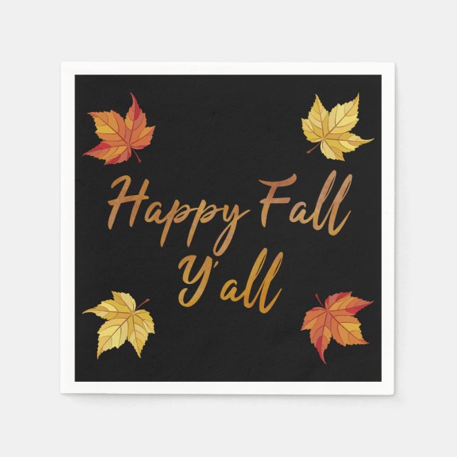 Happy Fall Y'all Herbst Ahornleaf Serviette (Vorderseite)