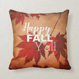 Happy Fall Y'all Herbst Blätter Typografie Kissen