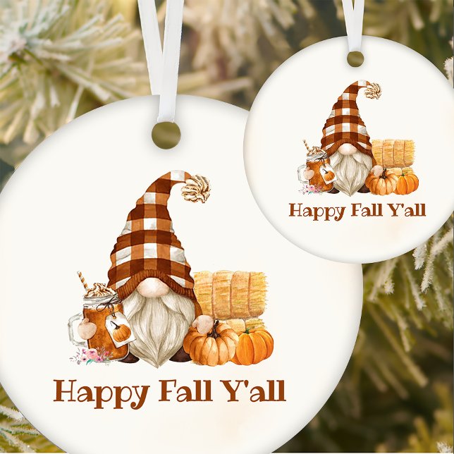 Happy Fall Y'all Herbst Gnomes Erntedank Ornament (Von Creator hochgeladen)