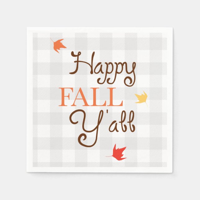 Happy Fall Y'all Herbst Leaves Napkin Serviette (Vorderseite)