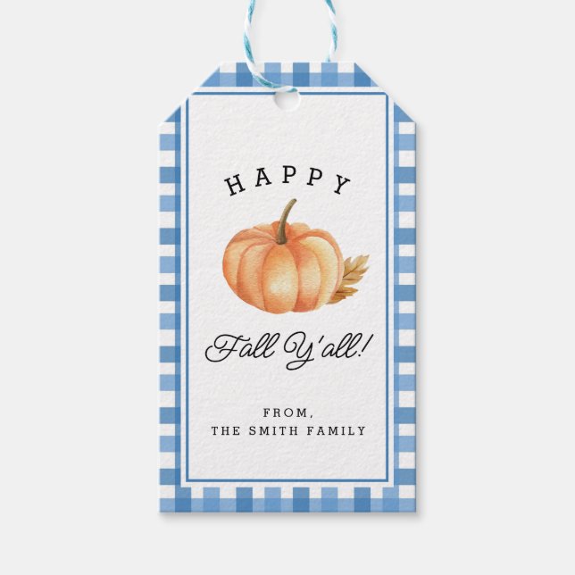 Happy Fall Y'all | Herbst | Personalisierter Name Geschenkanhänger (Vorderseite)