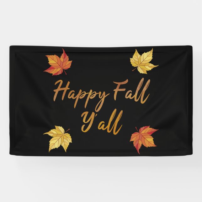 Happy Fall Y'all Herbstmapelleaf Banner (Horizontal)