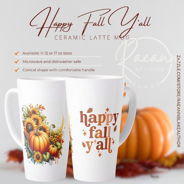 Happy Fall Y'all Keramik Latte Tasse (Von Creator hochgeladen)
