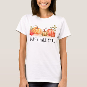 Happy Fall Ya'll Kürbis und Herbst Blätter T-Shirt