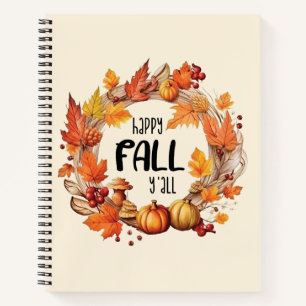 Happy Fall Y'all - Kürbis und Herbst verlassen Kra Notizbuch