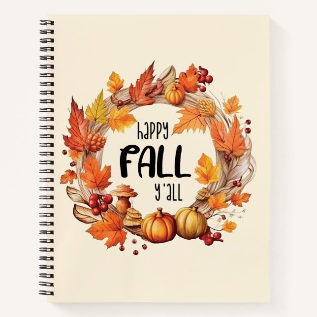Happy Fall Y'all - Kürbis und Herbst verlassen Kra Notizbuch (Vorderseite)