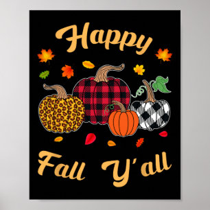 Happy Fall Y'all Leafs Herbst Kürbiskur Frauen G Poster