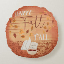 Happy Fall Y'all mit Kaffee und Herbst Blätter