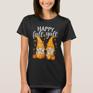 Happy Fall Y'all Niedlich Gnomes Couple mit Pumpki T-Shirt