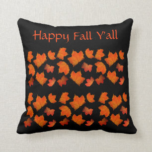 Happy Fall Y'all Orange Black Herbst Leaves Gemütl Kissen