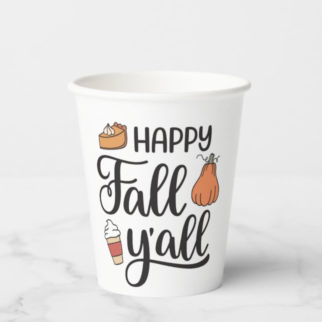Happy Fall Y'all Pappbecher (Vorderseite)