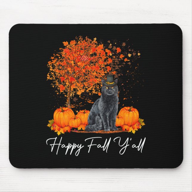 Happy Fall Y'All Pumpkin Cat Erntedank Rescue P Mousepad (Vorne)