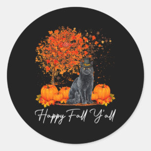 Happy Fall Y'all Pumpkin Cat Erntedank Rescue P Runder Aufkleber
