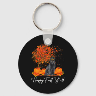 Happy Fall Y'all Pumpkin Cat Erntedank Rescue P Schlüsselanhänger
