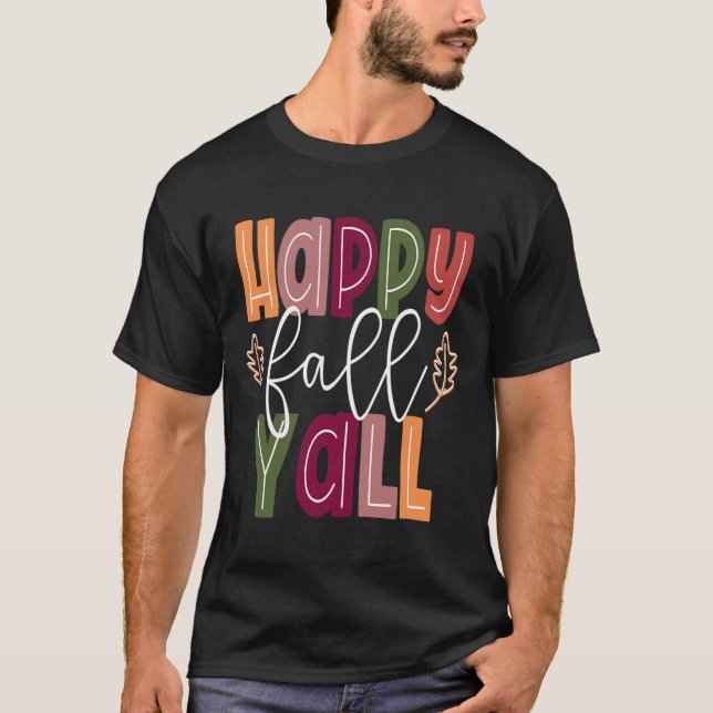 Happy Fall Yall Pumpkin Erntedank Halloween Cut T-Shirt (Vorderseite)