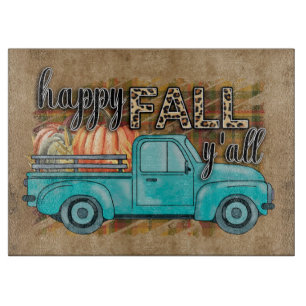 Happy Fall Y'all Pumpkin Farm Truck Cutting Board Schneidebrett