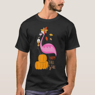 Happy Fall Y'all Pumpkin Flamingo Autumn Grafik T-Shirt