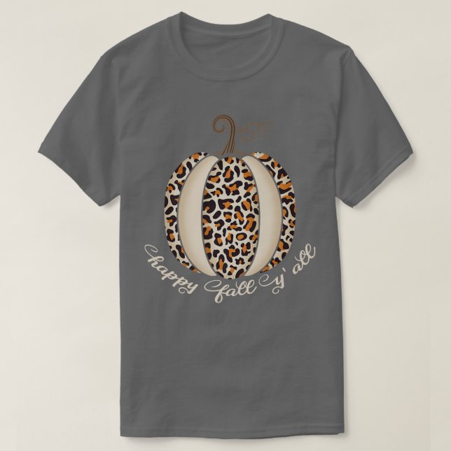 Happy Fall Yall Pumpkin Leopard Print Erntedank T-Shirt (Design vorne)