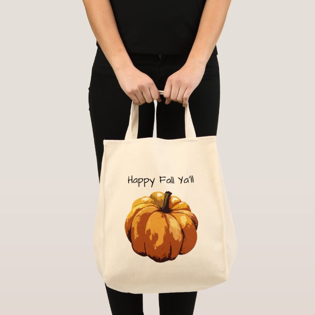 Happy Fall Ya'll Pumpkin Malerei Tote Tag Tragetasche (Vorderseite (Produkt))