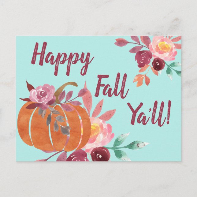 Happy Fall Y'all Pumpkin Postkarte (Vorderseite)