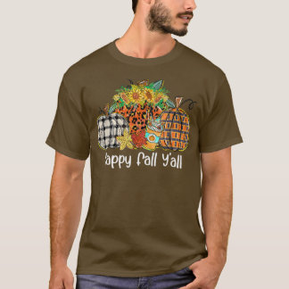 Happy Fall Yall Pumpkin Sonnenblume Leopard Funny T-Shirt