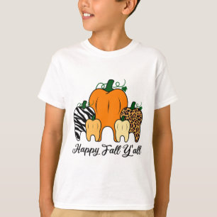 Happy Fall Y'all Pumpkin Tooth Leopard Zebra Hallo T-Shirt
