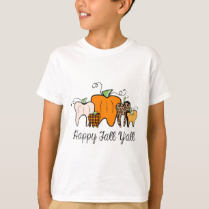Happy Fall Y'all Pumpkin Tooth Lepard Halloween De T-Shirt