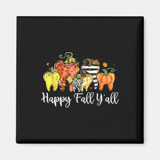 Happy Fall Y'all Pumpkin Tooth Lepard Zebra Hallow Magnet